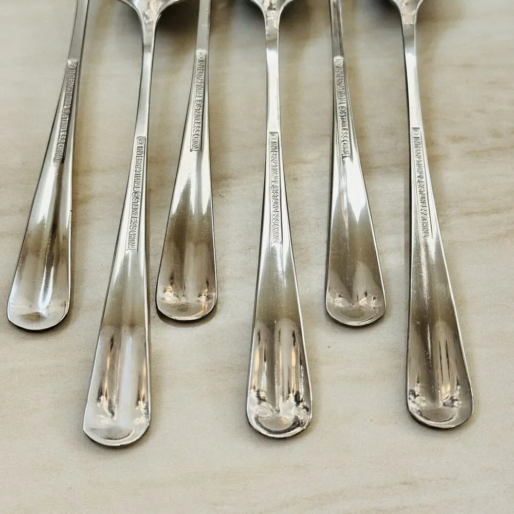 6pc INTERNATIONAL Gran Royal Stainless Iced Tea Spoon 7 1/2” Glossy Replacement